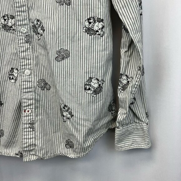 Stars & Stripes Mens Button-Up Shirt Skull/Stripe Long Sleeve Slim Fit S - Picture 6 of 12